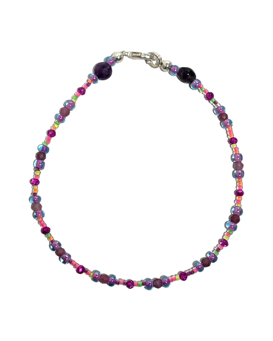 Neon Aura- Anklet w/ Faceted Pink Tourmaline Gemstones