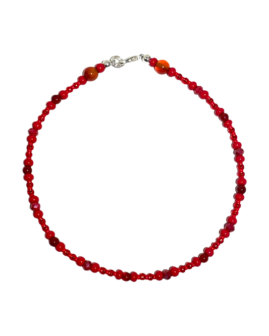 Crimson Current - Anklet w/ Carnelian Gemstones