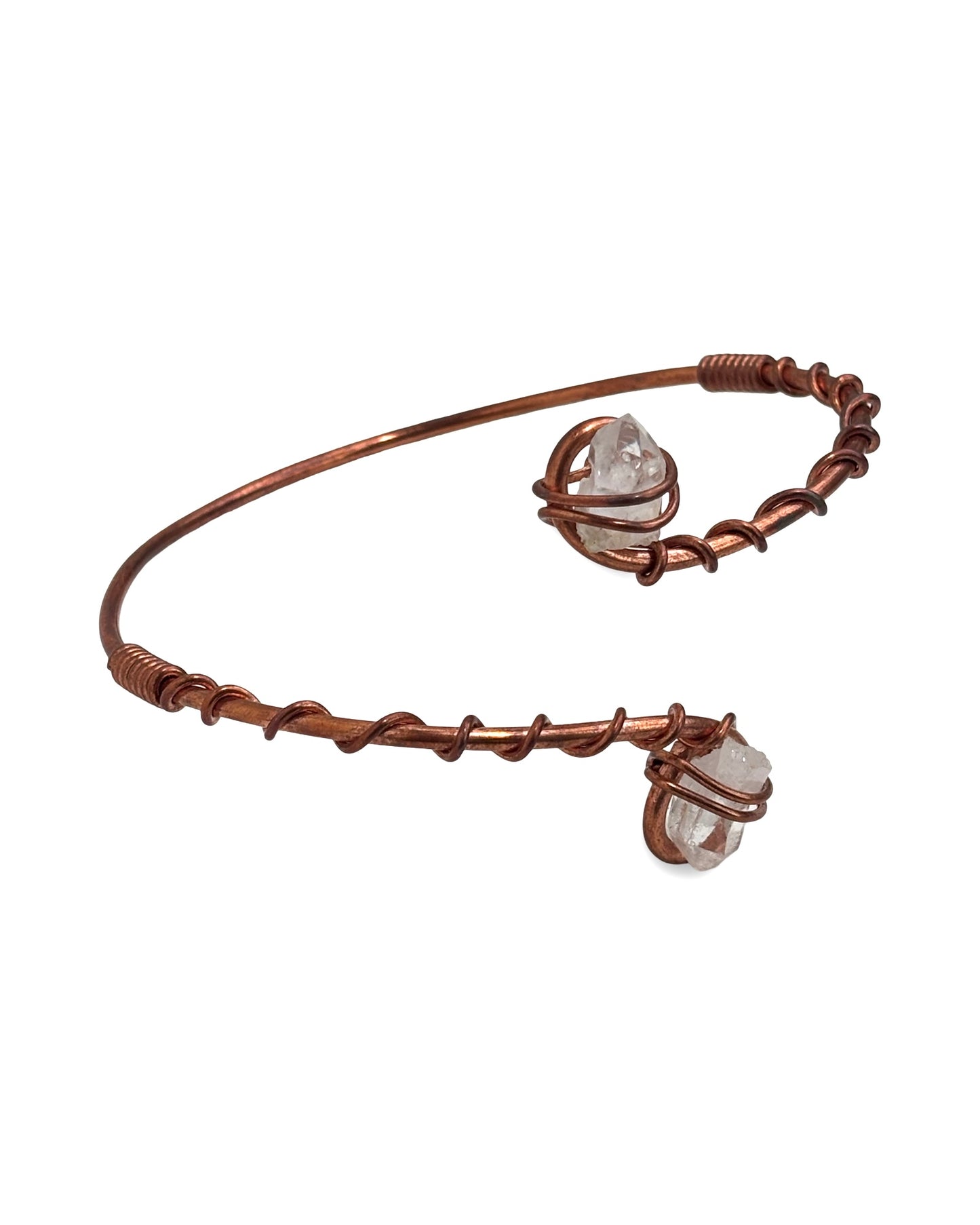 Auric Ascension – Copper Arm Cuff with Raw Clear Quartz Crystals