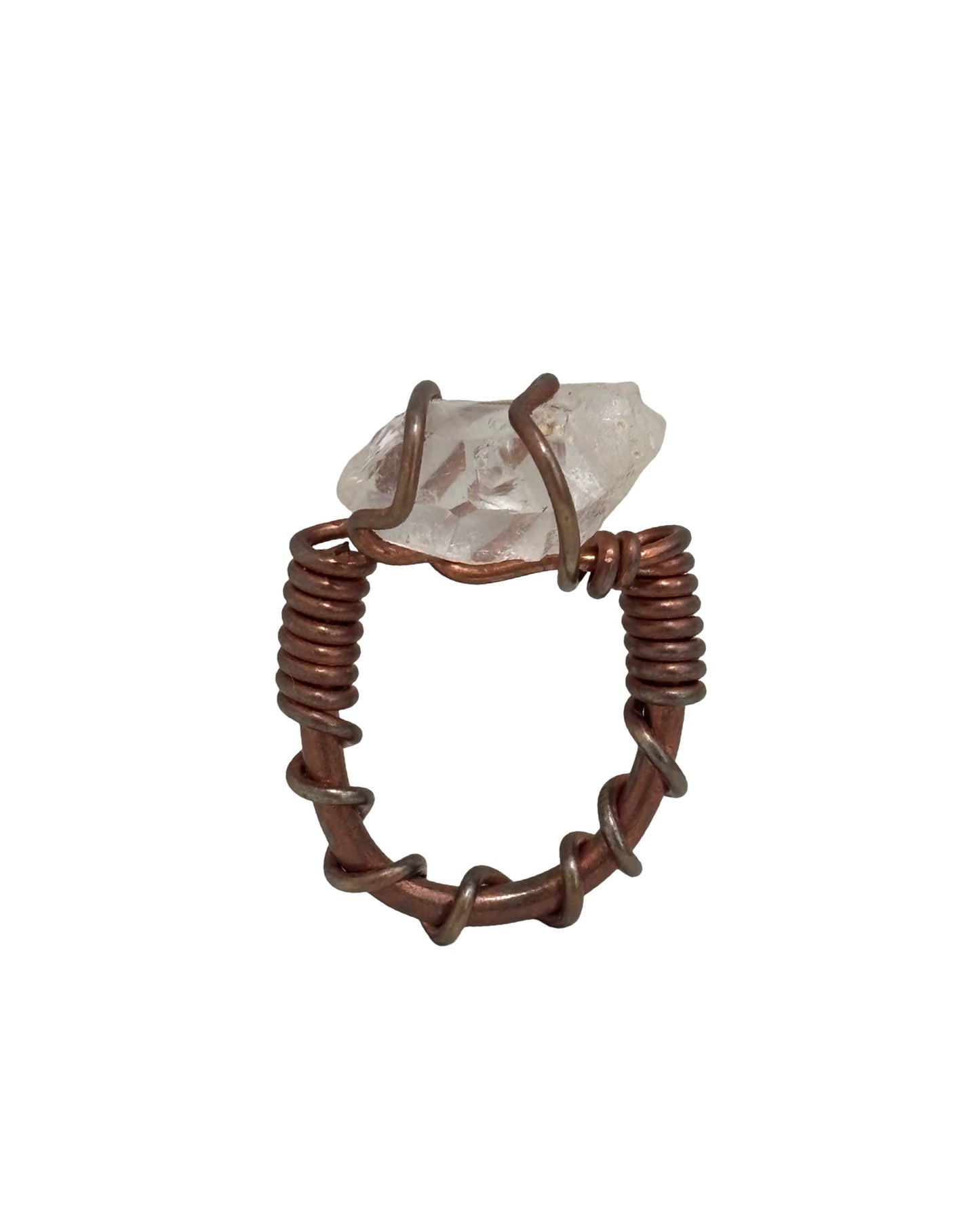 Ether Band – Copper Ring w/ Raw Clear Quartz Crystal