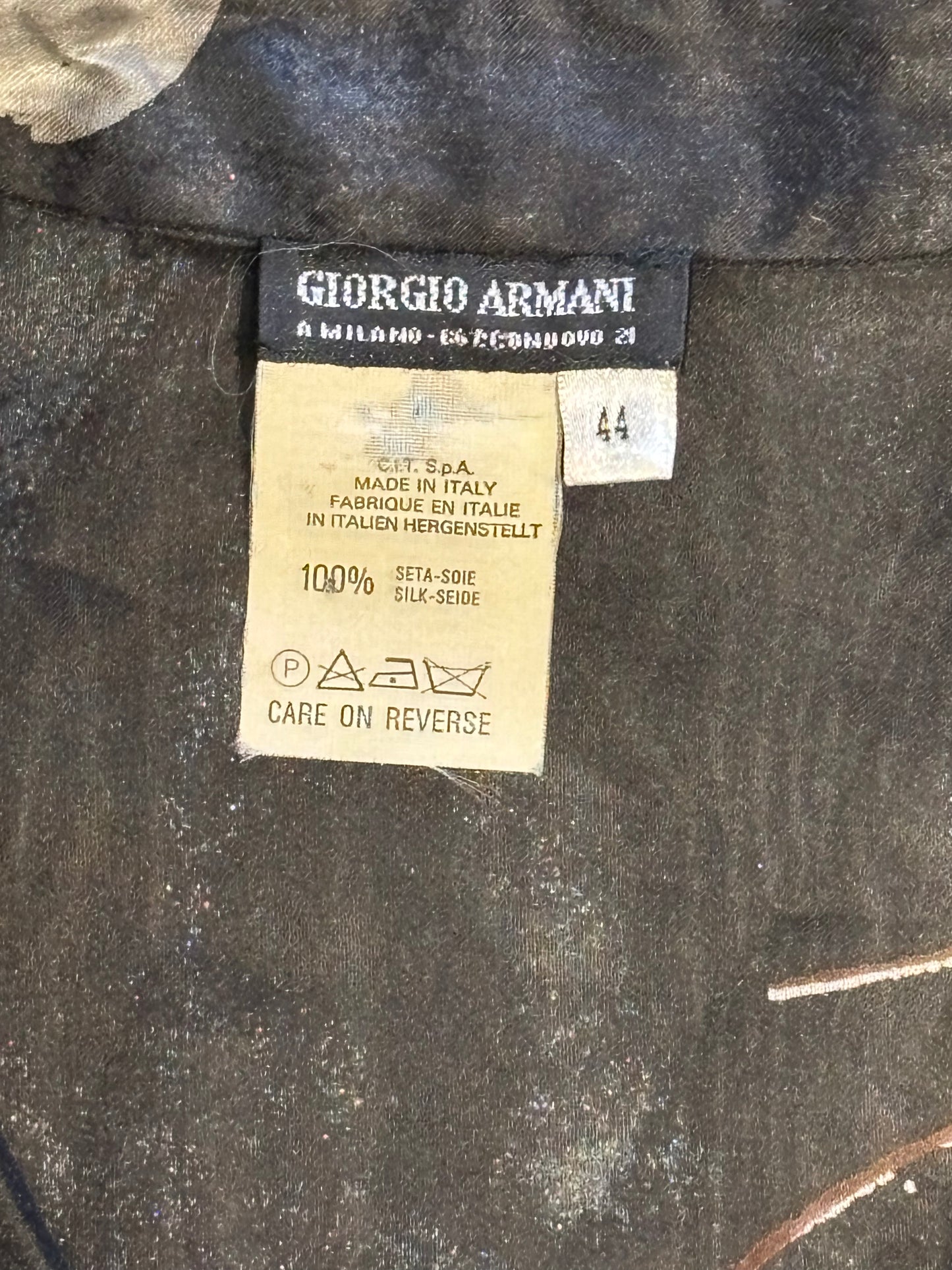Rare Vintage Giorgio Armani Black Floral Sheer Silk Blouse Size M