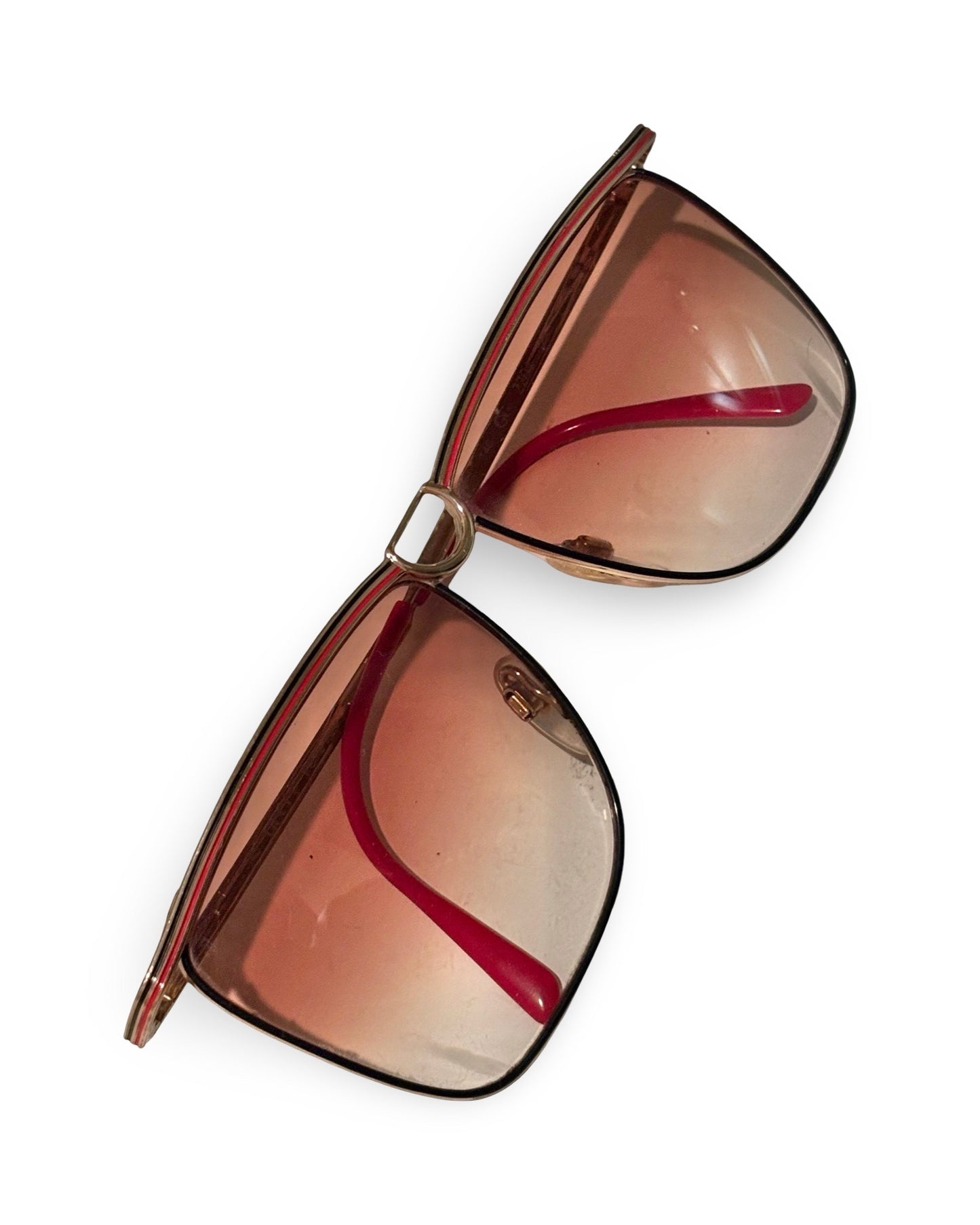 Vintage 1970s Gucci 2204 18A Gold Plated Designer Sunglasses with Stirrup Bridge Design