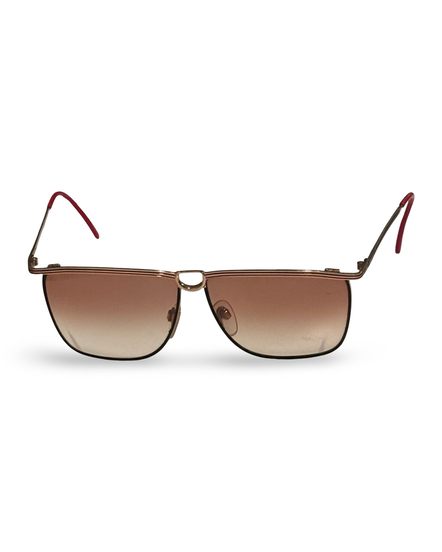 Vintage 1970s Gucci 2204 18A Gold Plated Designer Sunglasses with Stirrup Bridge Design