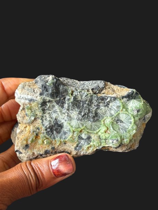 Unique Green Wavellite on Layered Chert & Novaculite Matrix with Quartz Vein – Mauldin Mountain, Arkansas