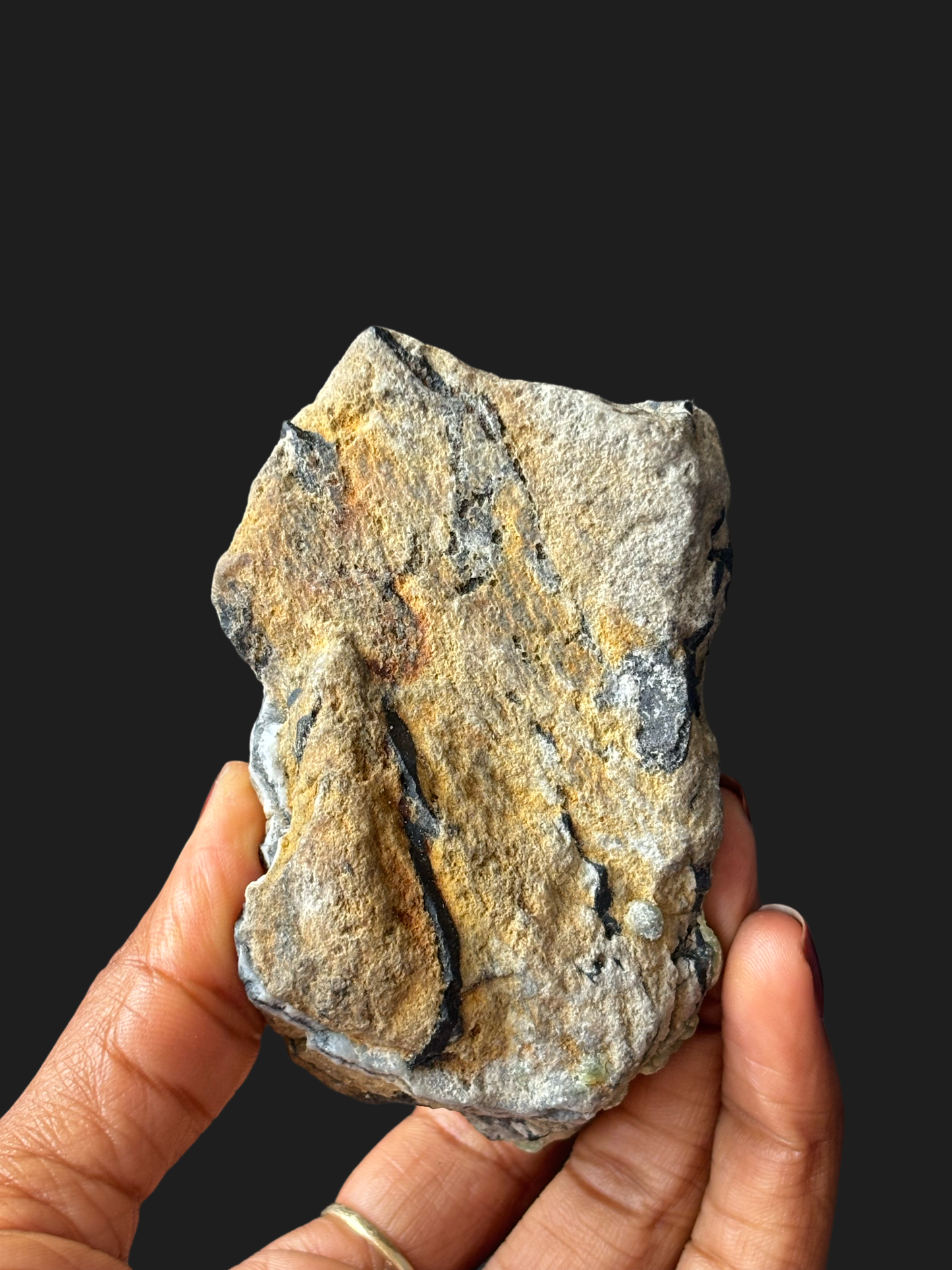 Unique Green Wavellite on Layered Chert & Novaculite Matrix with Quartz Vein – Mauldin Mountain, Arkansas