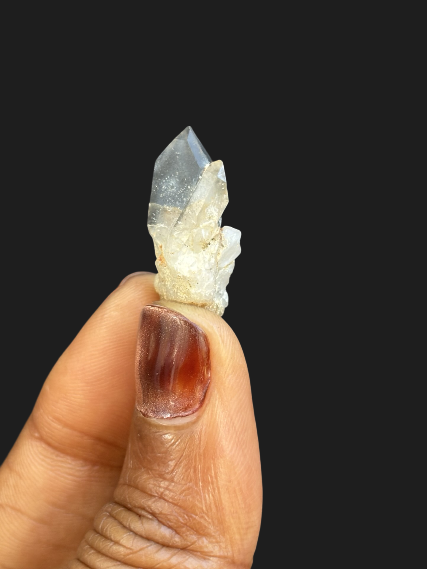 Striking Blue Phantom Quartz Cluster Double Point Formation with Grounding Matrix – Ouachita Mountains, Arkansas