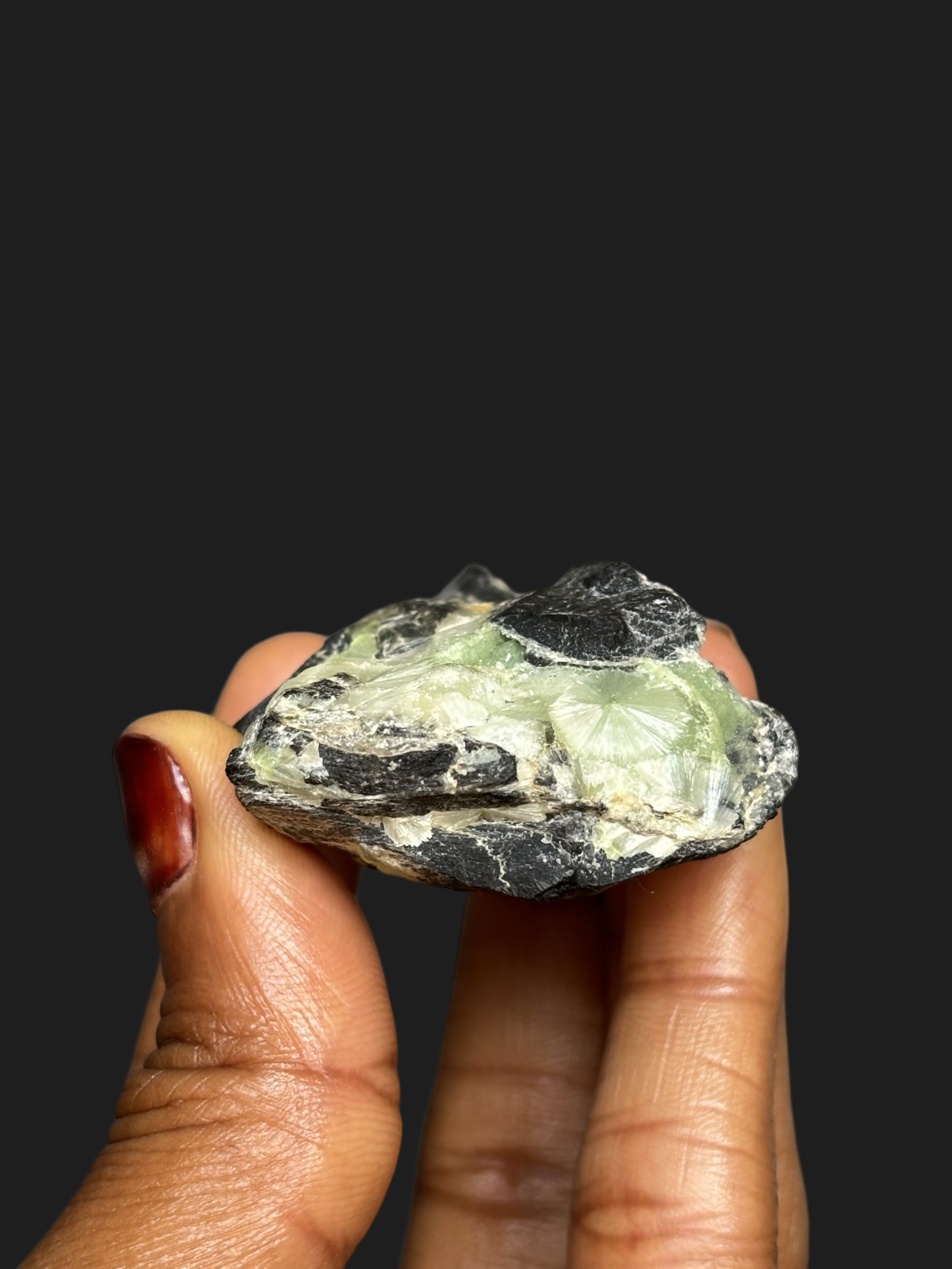 Unique Wavellite Crystal with Cat’s Eye, Druzy, & Botryoidal on Ash-Tinted Novaculite – Mauldin Mountain, Arkansas
