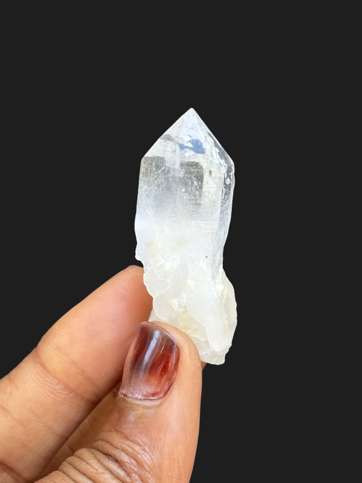 Flawless Water-Clear Quartz Point with Secondary Terminations & Opaque Base – Ouachita Mountains, Arkansas