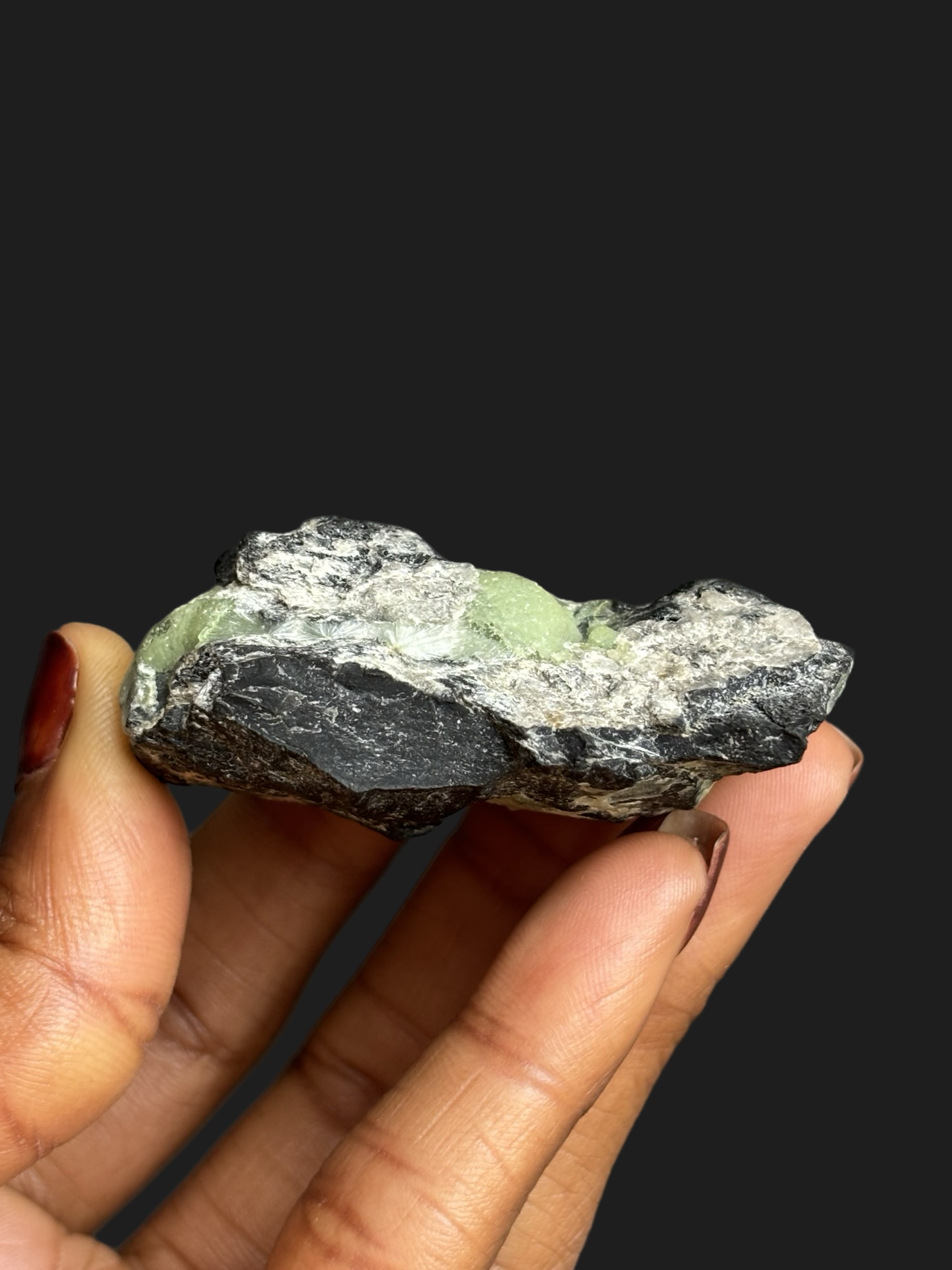 Unique Wavellite Crystal with Cat’s Eye, Druzy, & Botryoidal on Ash-Tinted Novaculite – Mauldin Mountain, Arkansas