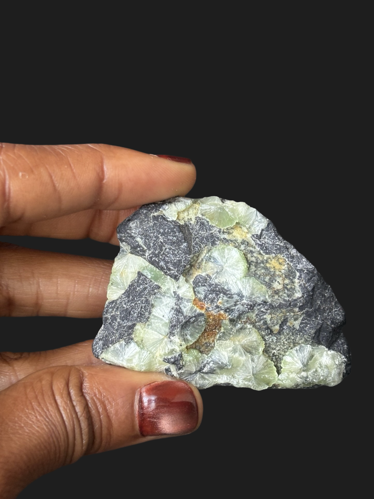 Druzy Wavellite Specimen with Cat Eye Crystals & Iron Deposits – Mauldin Mountain, Arkansas