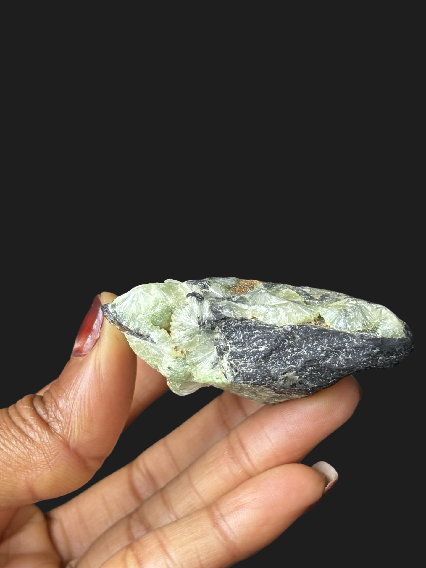 Druzy Wavellite Specimen with Cat Eye Crystals & Iron Deposits – Mauldin Mountain, Arkansas