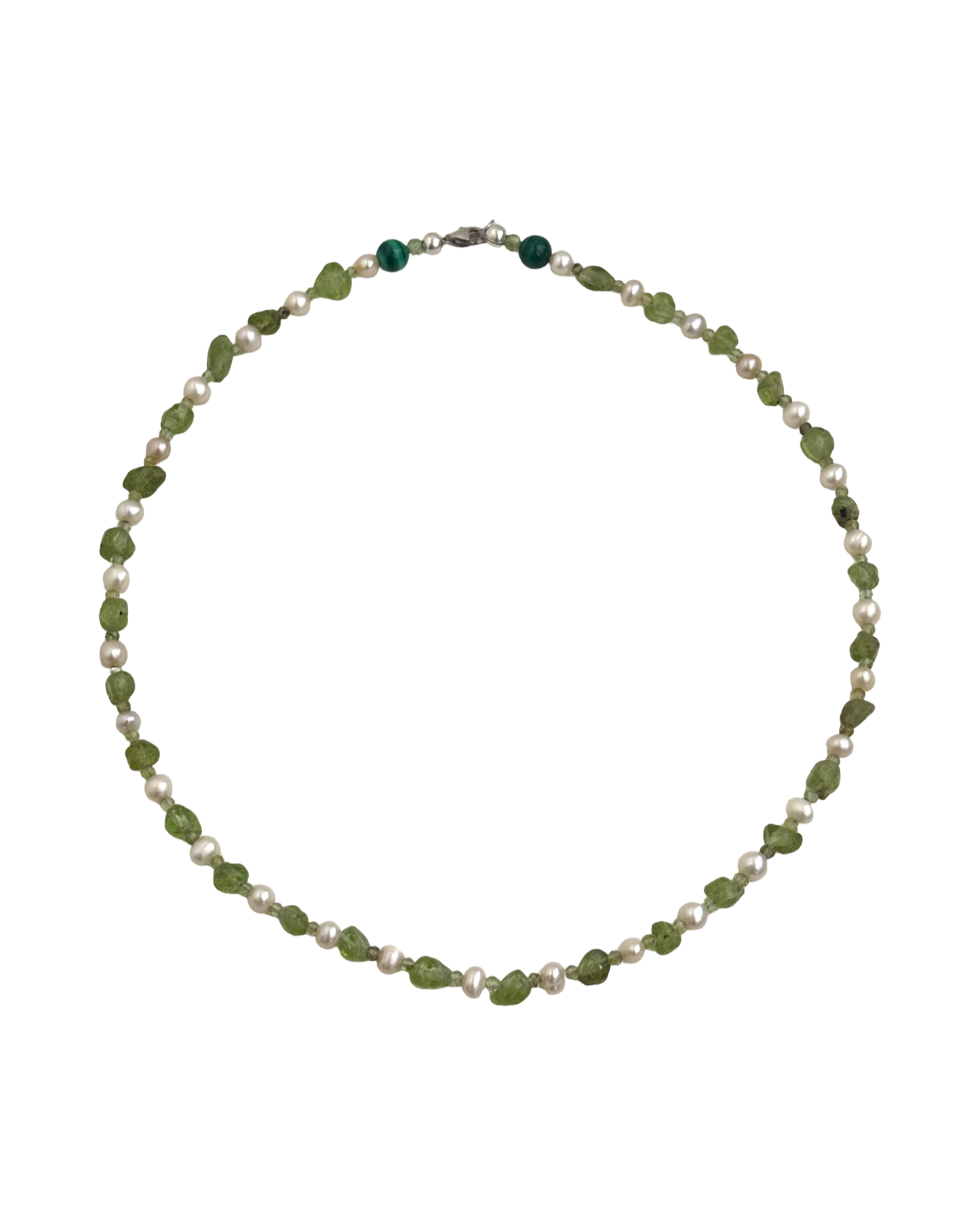 Verdant Grace- Peridot Gemstone Necklace w/ Freshwater Pearls