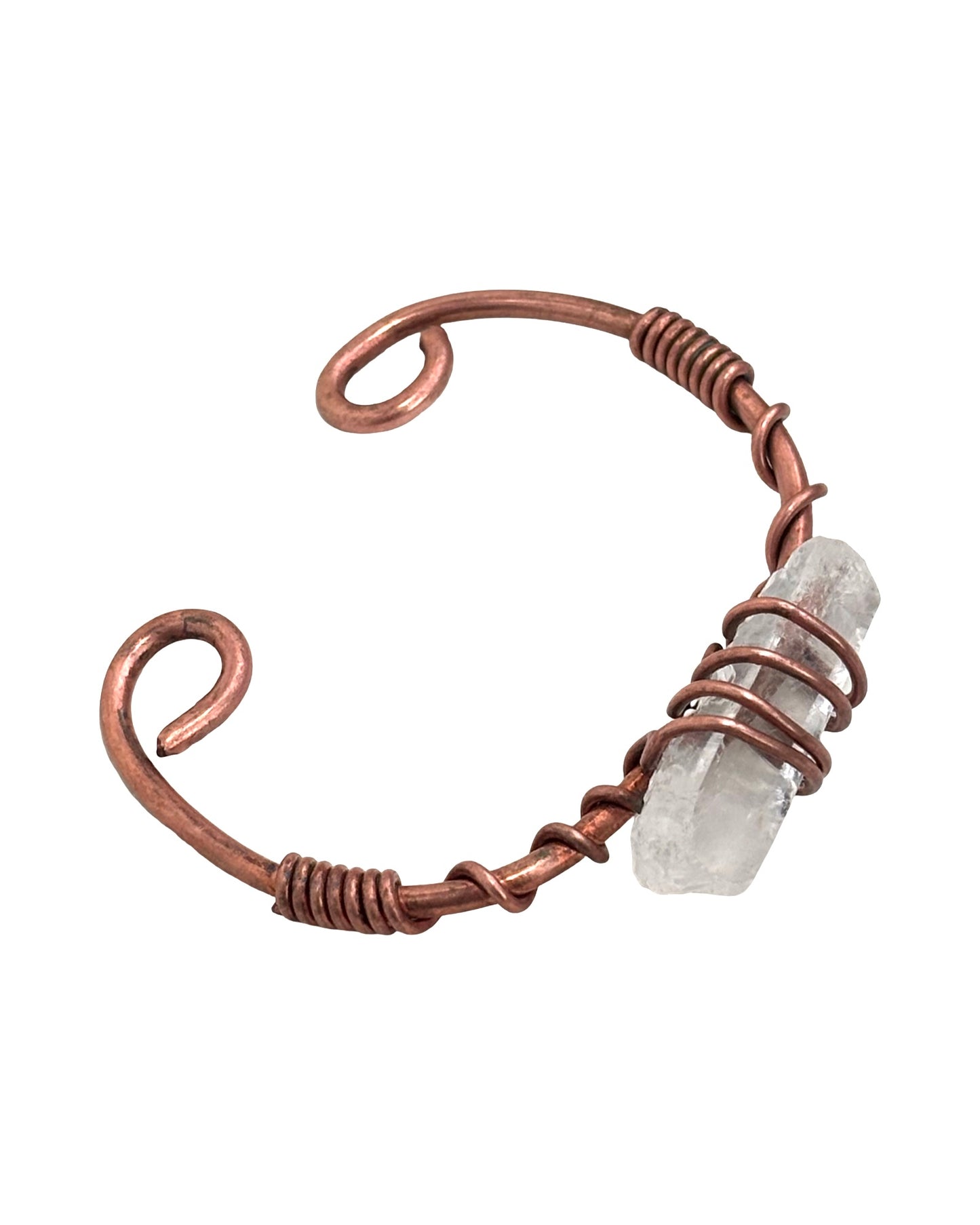 Clarity Current – Copper Cuff Bracelet w/ Raw Clear Quartz Crystal