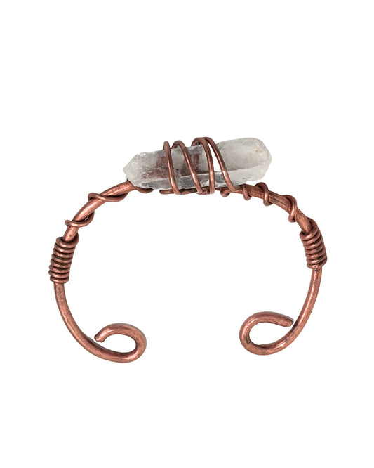 Clarity Current – Copper Cuff Bracelet w/ Raw Clear Quartz Crystal