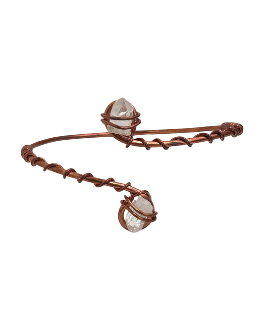 Auric Ascension – Copper Arm Cuff with Raw Clear Quartz Crystals