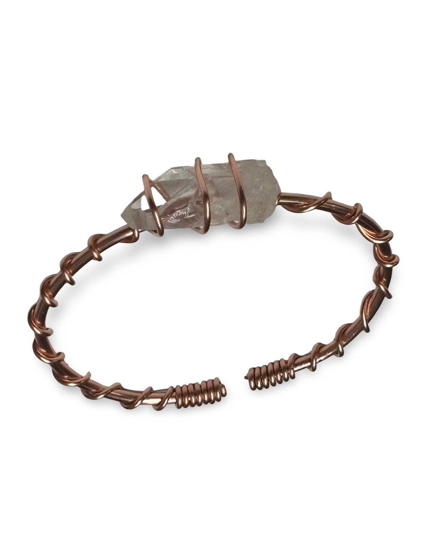 Clarity Current – Copper Cuff Bracelet w/ Raw Clear Quartz Crystal