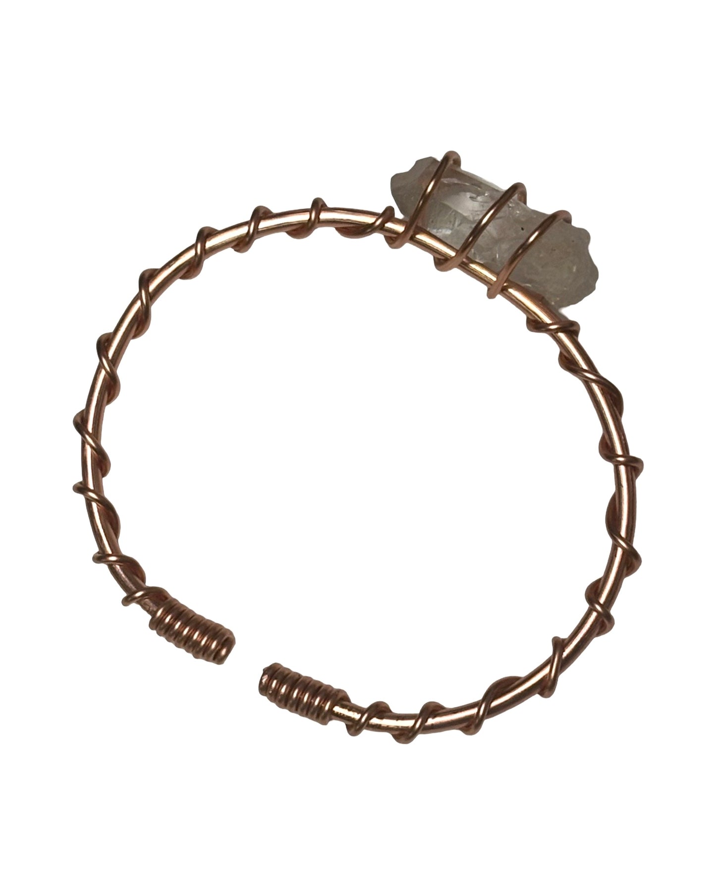 Clarity Current – Copper Cuff Bracelet w/ Raw Clear Quartz Crystal