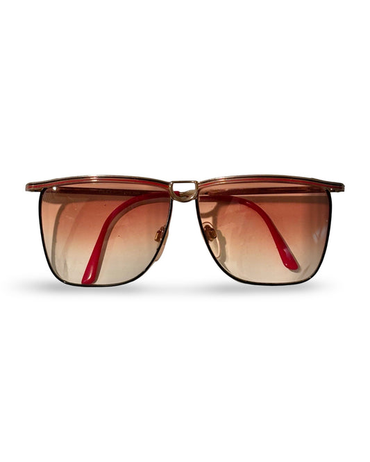 Vintage 1970s Gucci 2204 18A Gold Plated Designer Sunglasses with Stirrup Bridge Design