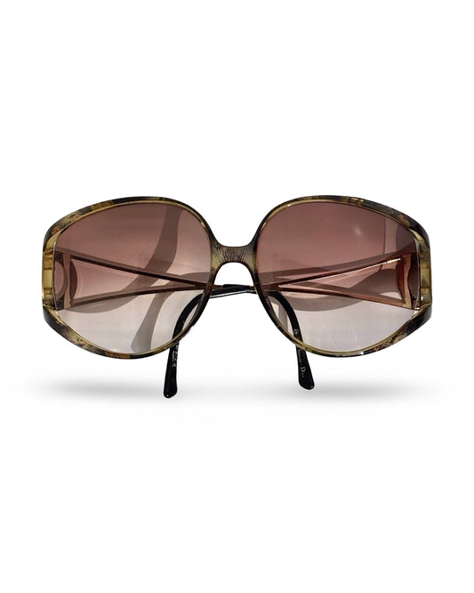 Vintage 1980s Christian Dior 2757A 50 Oversized Designer Sunglasses Muti-colored Frame