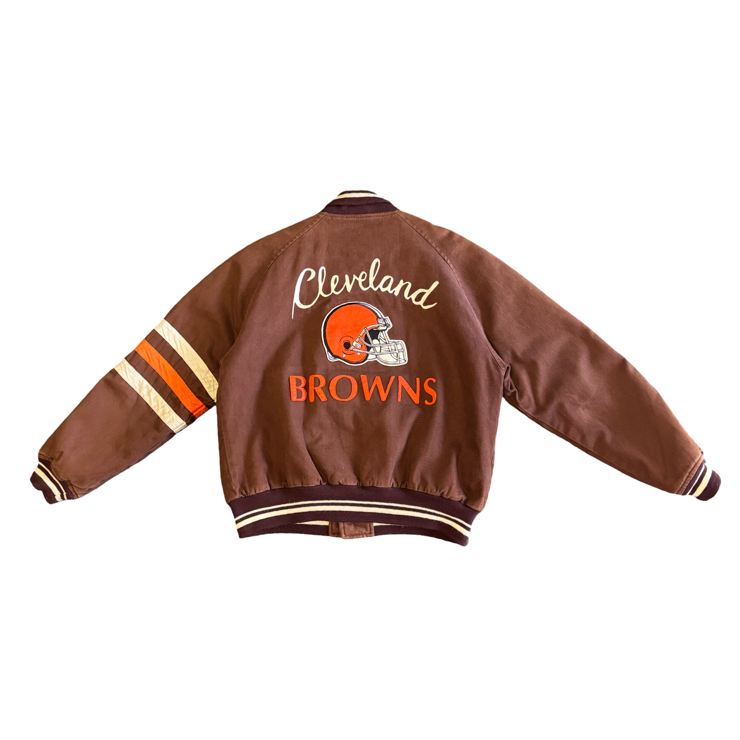 Rare Vintage 90's NFL Cleveland Browns Denim Embroidered Football Jacket Size L