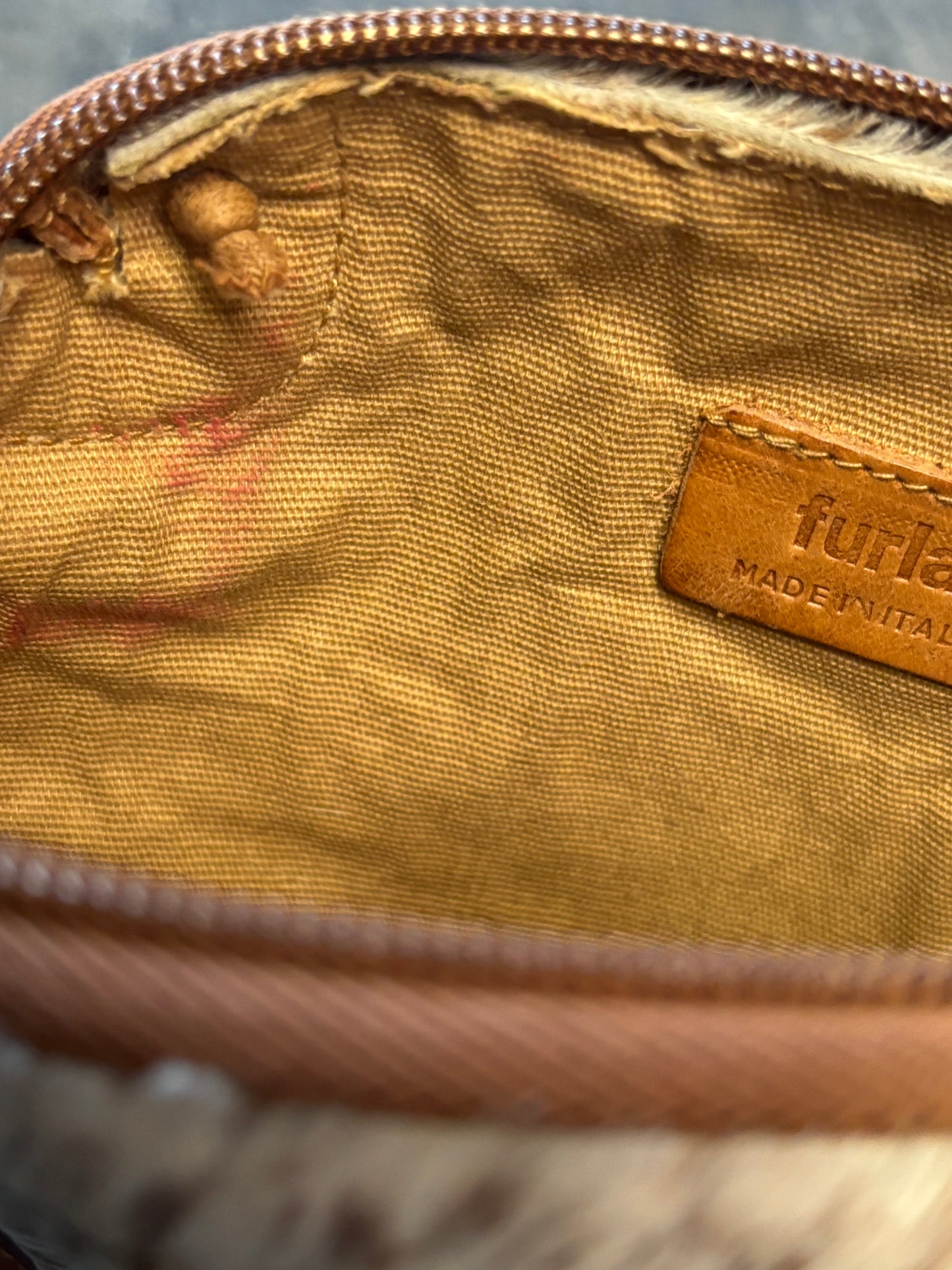 Vintage Furla Genuine Calf Hair Mini Crossbody Purse