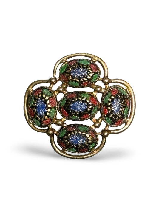 Vintage 1960s Art Deco Sarah Coventry Light of the East Enamel Brooch Pin