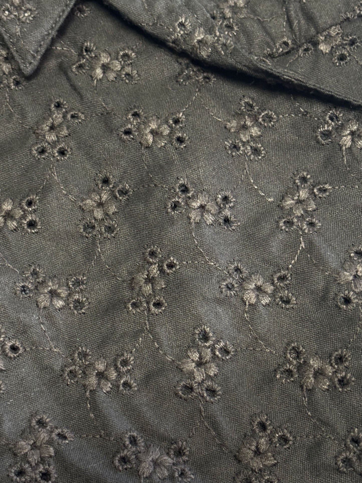 Vintage Ralph Lauren Sleeveless Wrap Top Black Cotton w/ Embroidered Eyelet Pattern Size L