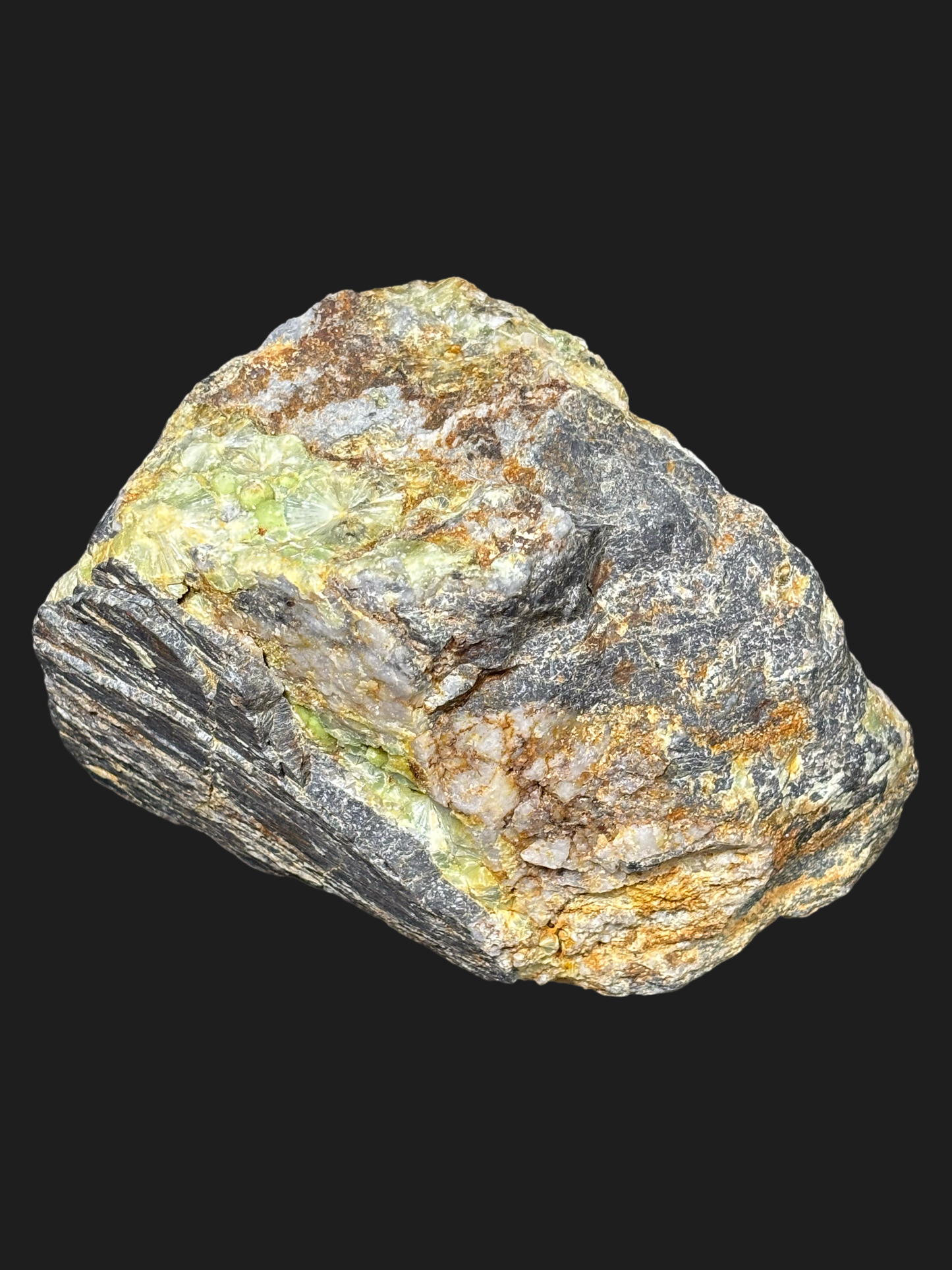 Super Rare Large Wavellite on Novaculite & Quartz Matrix with Clear Quartz Points and Iron Deposits – Mauldin Mountain, Arkansas