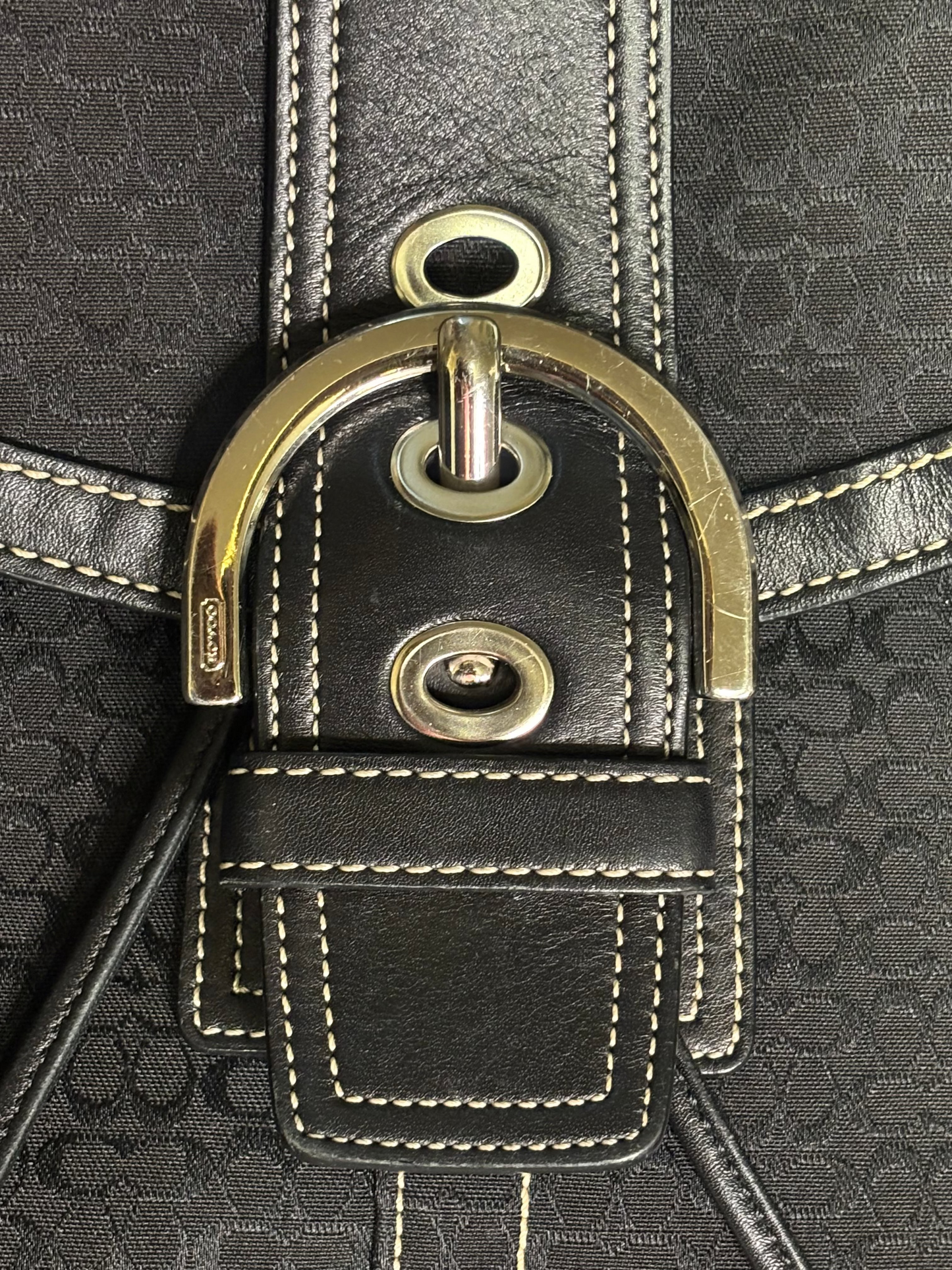 Vintage Y2K Coach 9764 Soho Mini Backpack Black Signature Monogram Canvas & Leather