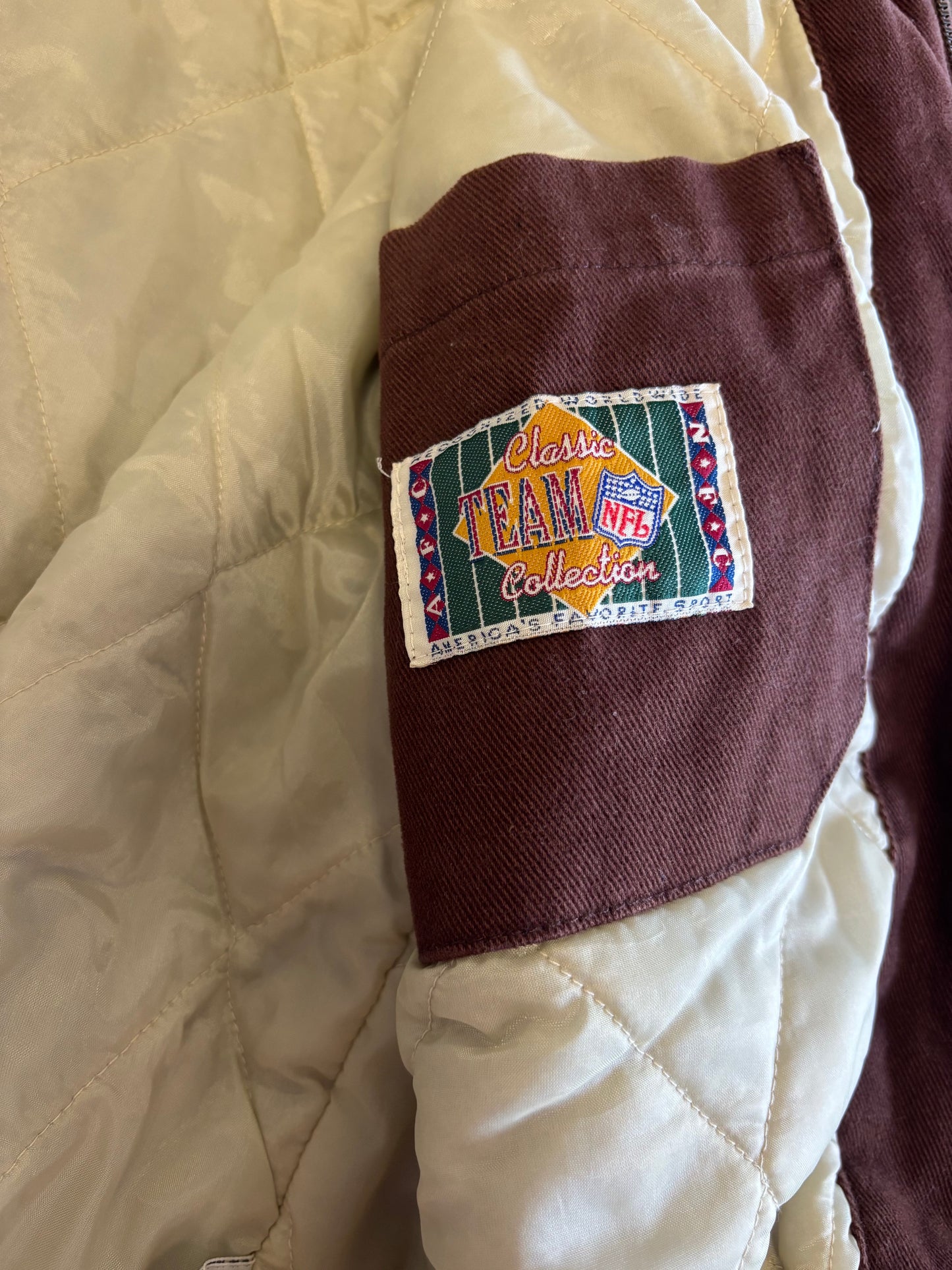 Rare Vintage 90's NFL Cleveland Browns Denim Embroidered Football Jacket Size L