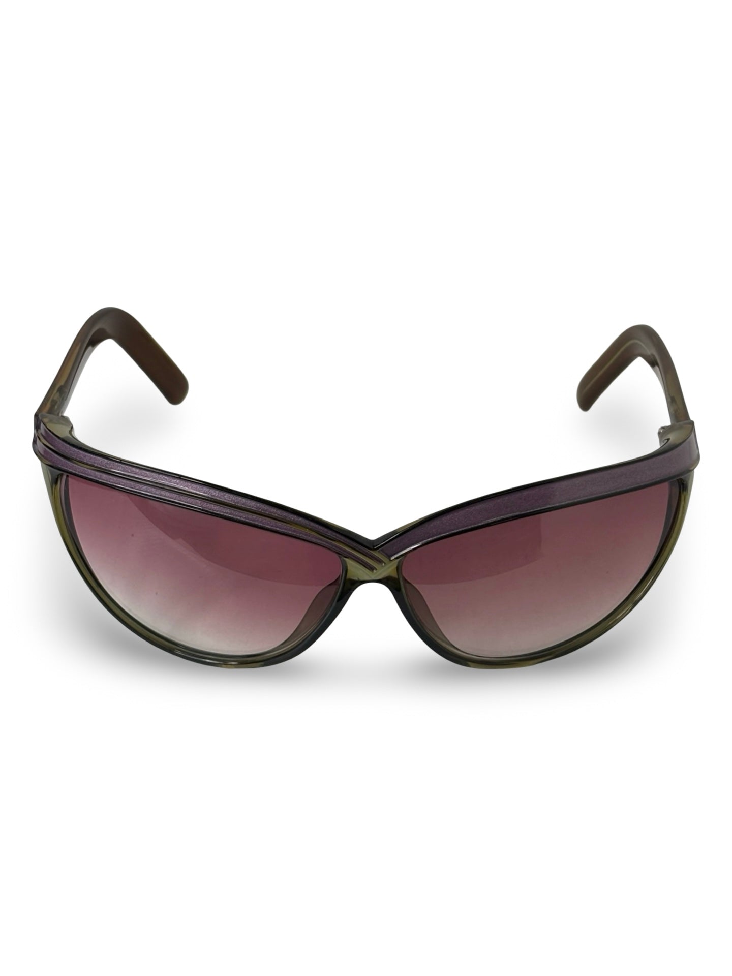 Vintage 1980s Christian Dior 2205 Purple Sparkle Wraparound Cat-Eye Shield Sunglasses