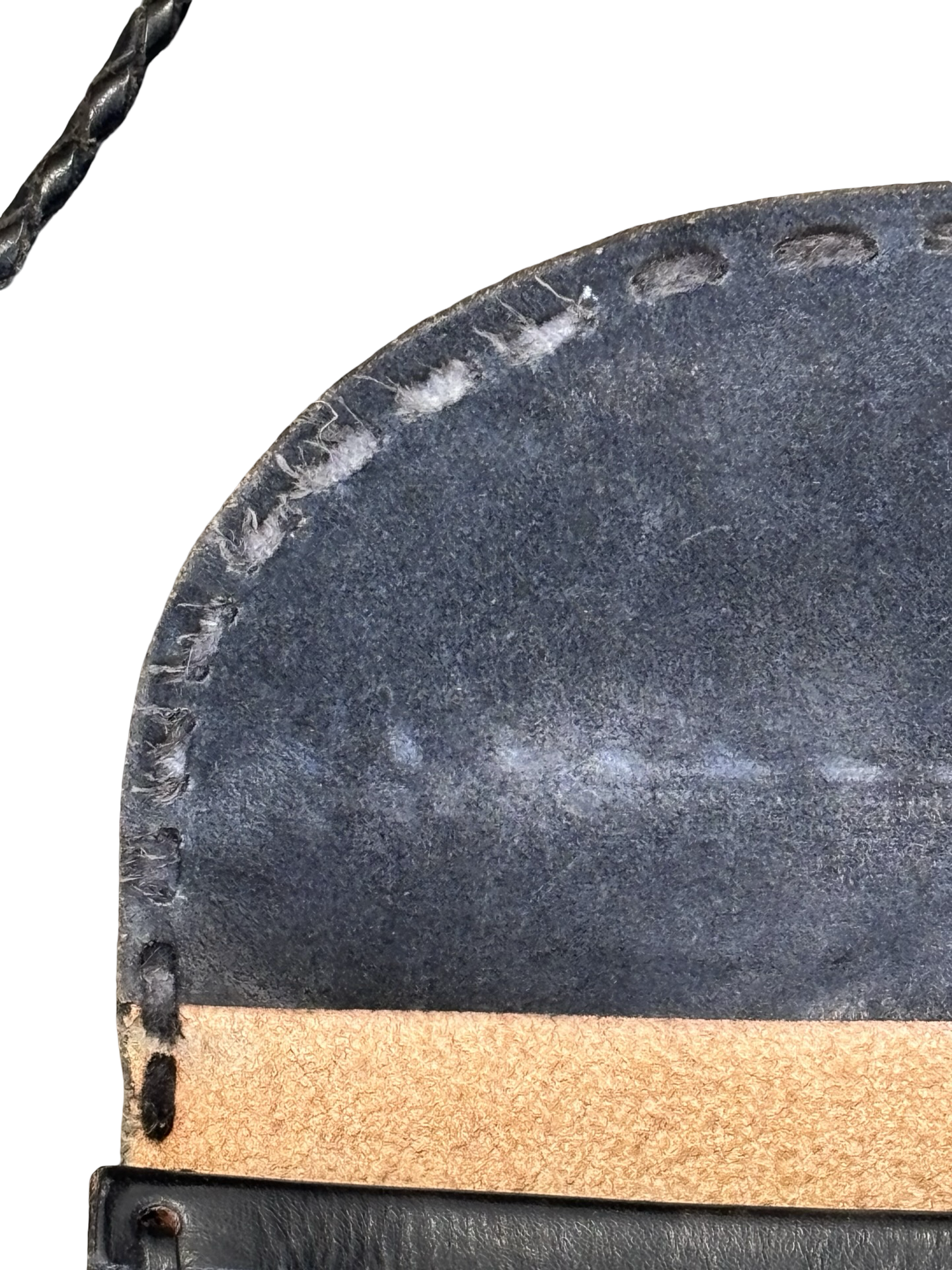 Vintage Artisan Black Leather Saddle Bag w/ Hand-Painted Floral Design Signed LJ Rio Brazil 2003