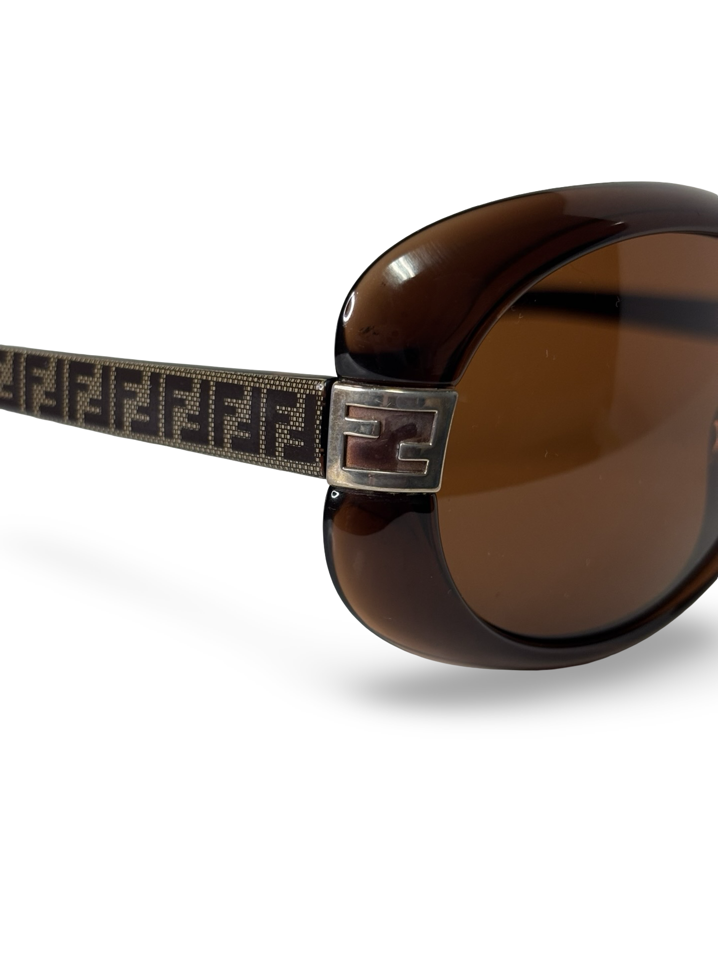 Vintage Y2K Fendi FS5171 Brown "Clout Goggles" Sunglasses w/ Monogramed Frame