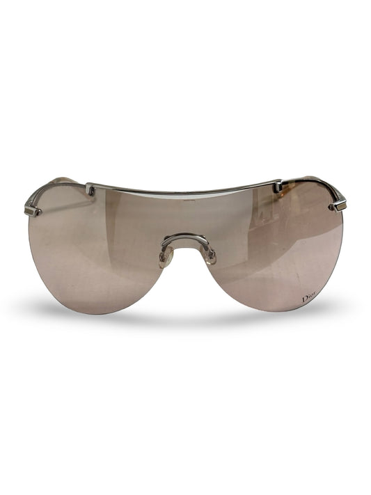 Vintage Y2K Dior Air 1 Oversized Wraparound Aviator Shield Silver Frame Sunglasses