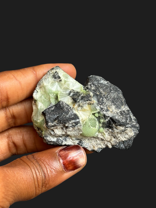 Unique Wavellite Crystal with Cat’s Eye, Druzy, & Botryoidal on Ash-Tinted Novaculite – Mauldin Mountain, Arkansas