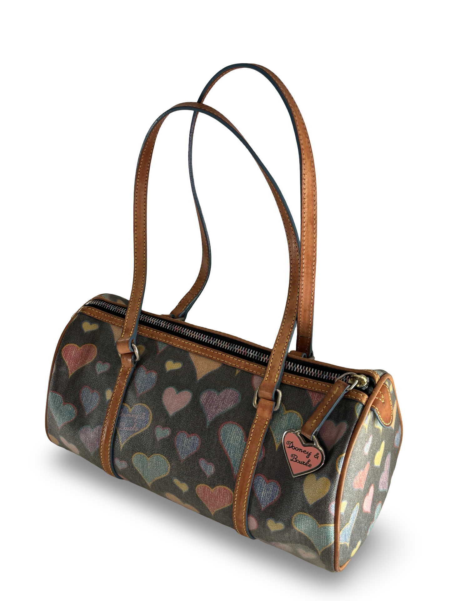 Vintage Y2K Dooney & Bourke Heart Barrel Bag w/ Matching Wristlet