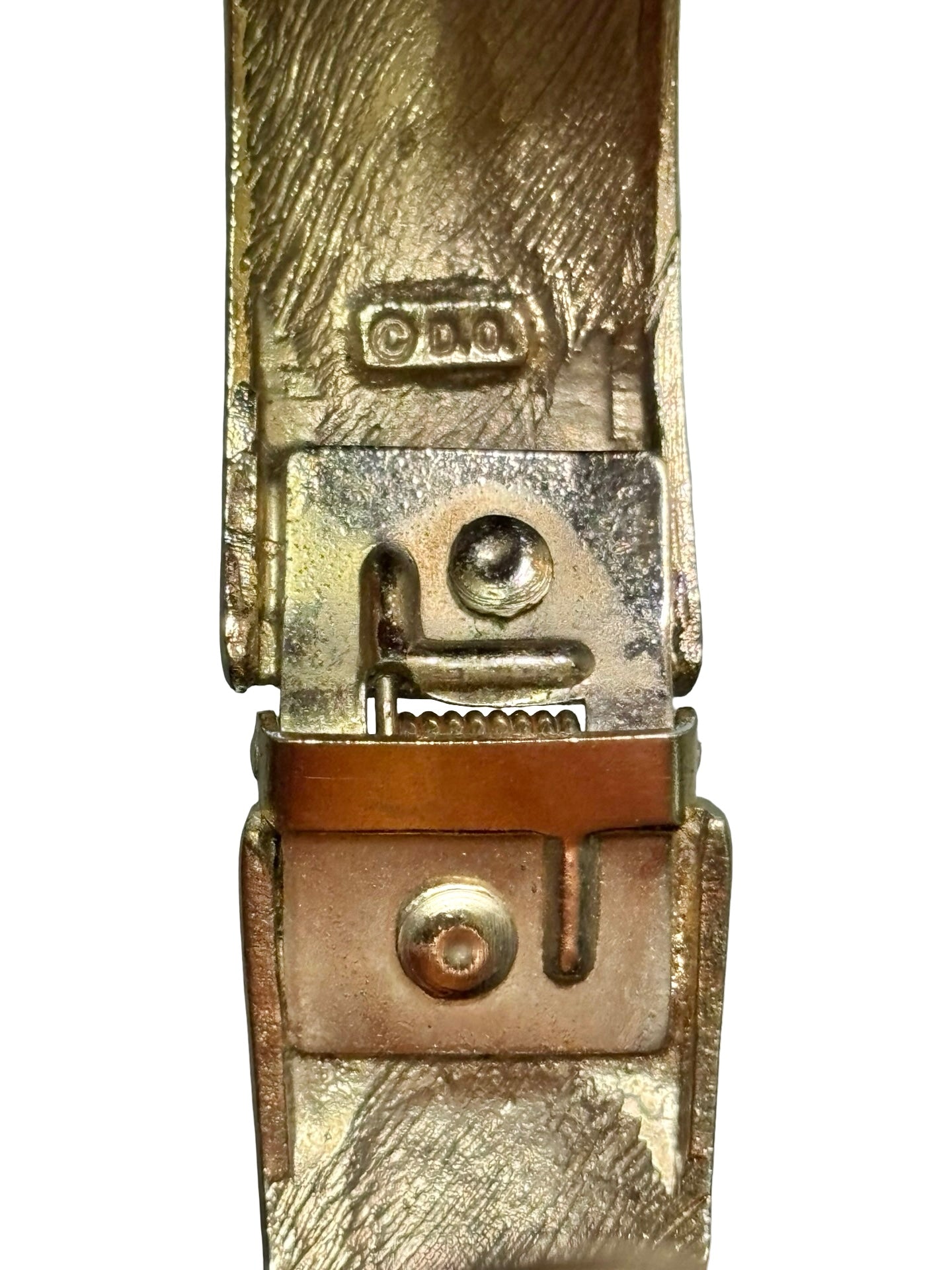 Vintage MCM 1950s Hawthorne Gold-Tone Clamper Cuff Bangle Hidden Swiss Watch