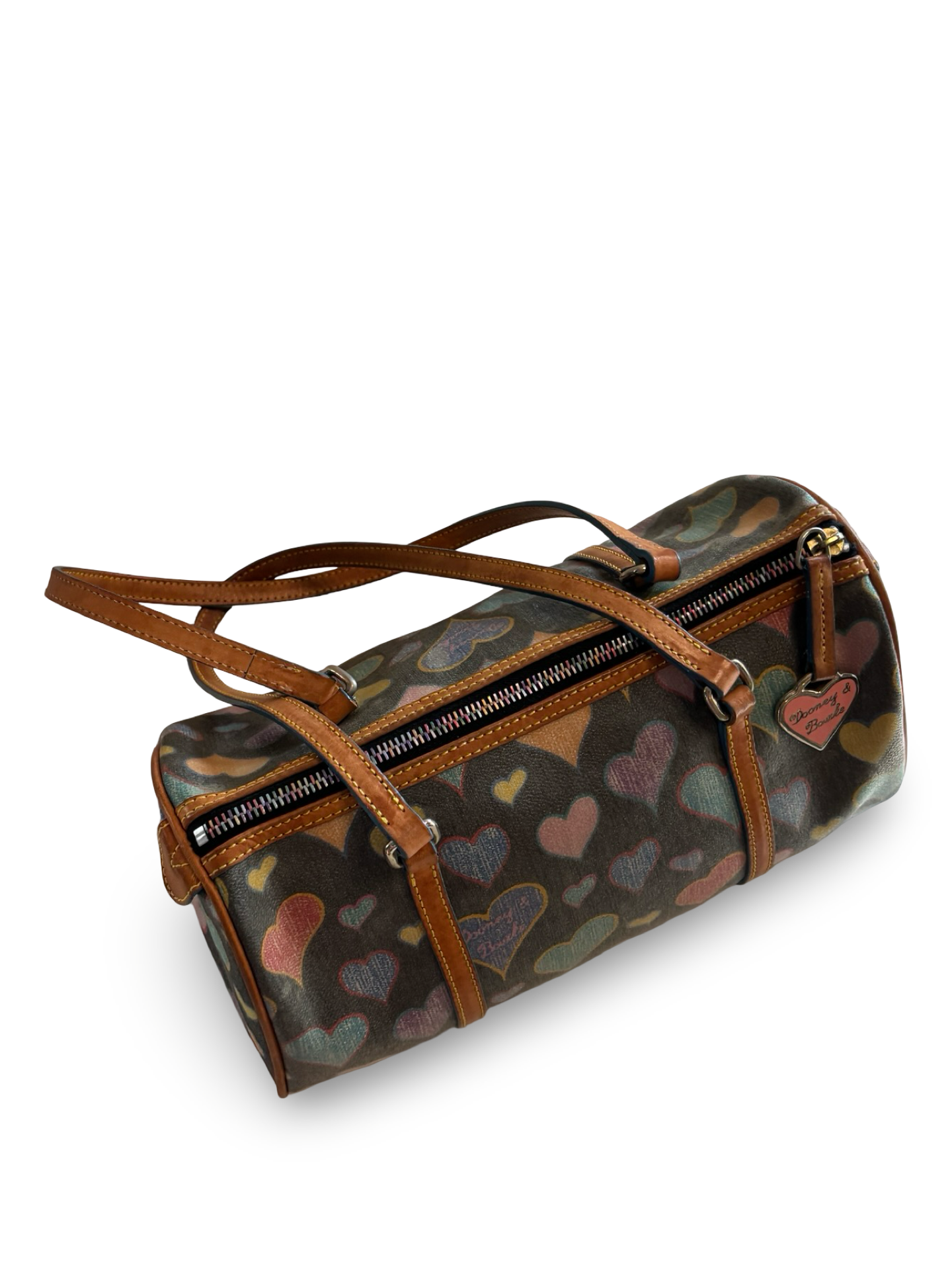 Vintage Y2K Dooney & Bourke Heart Barrel Bag w/ Matching Wristlet