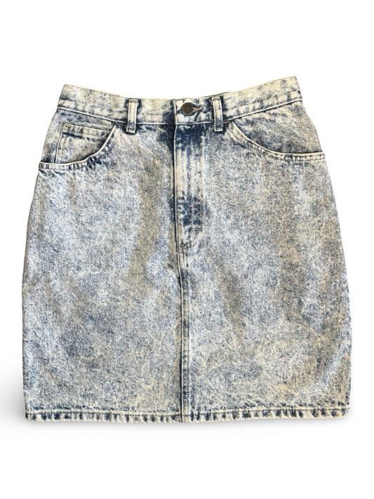 Vintage Bonjour Acid Washed High-Waisted Denim Jean Skirt Made in USA Size 10