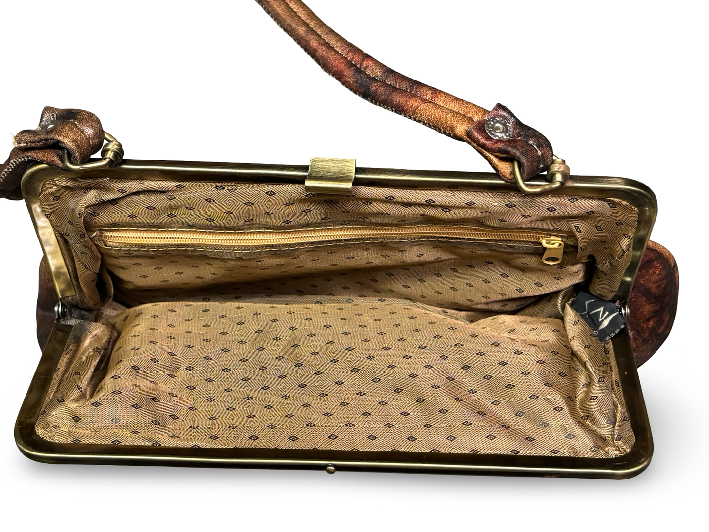 Vintage 80s JNS Brown Beaded & Sequined Floral Evening Bag Clutch Purse