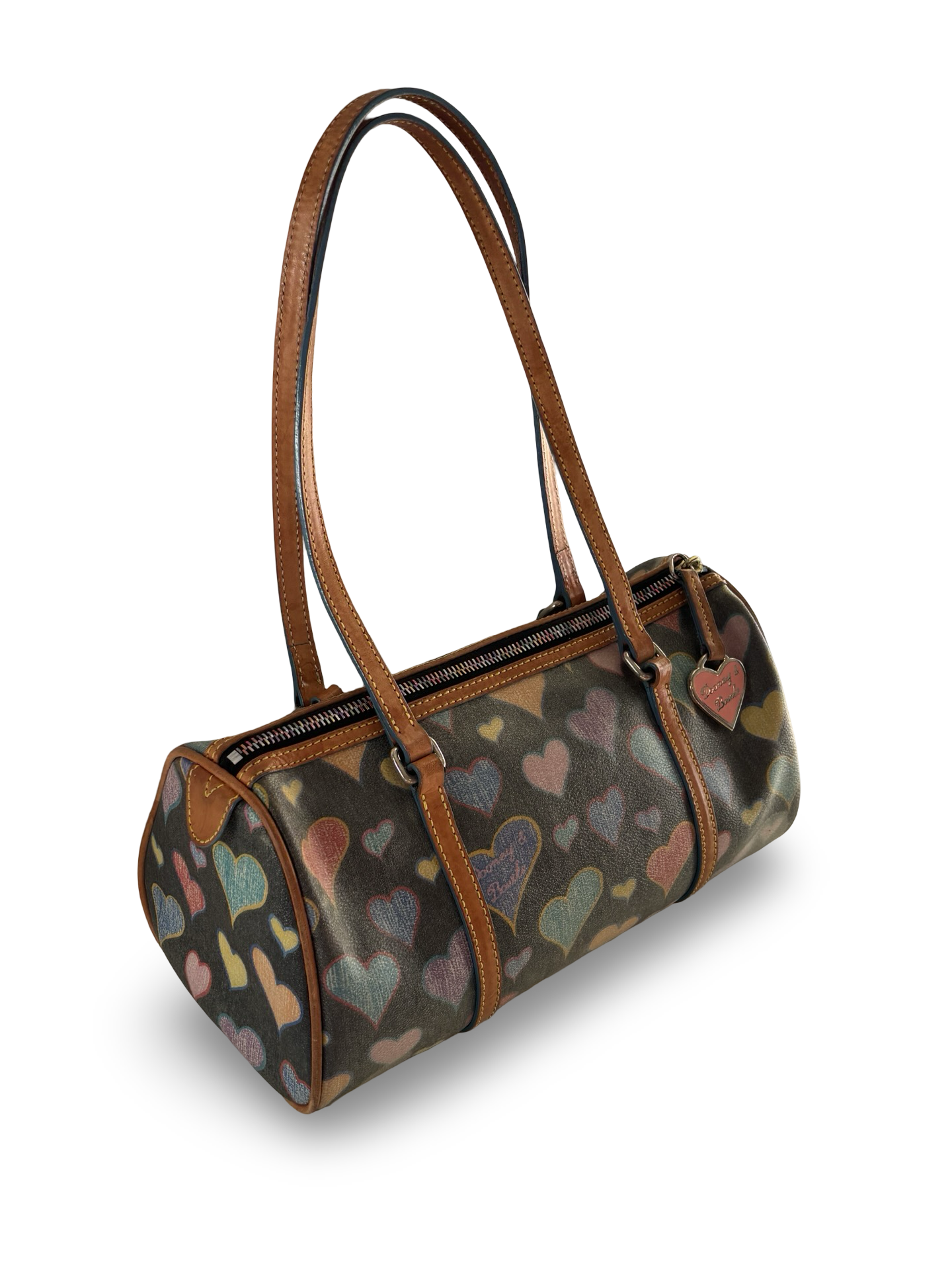 Vintage Y2K Dooney & Bourke Heart Barrel Bag w/ Matching Wristlet