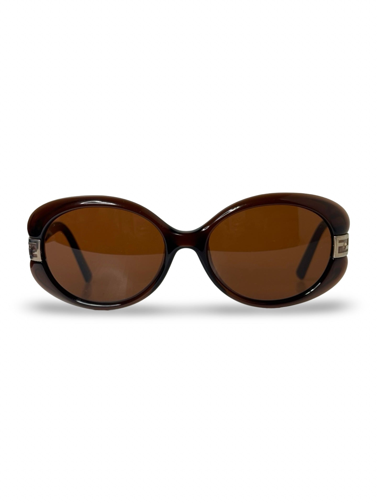 Vintage Y2K Fendi FS5171 Brown "Clout Goggles" Sunglasses w/ Monogramed Frame