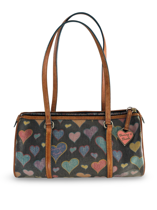 Vintage Y2K Dooney & Bourke Heart Barrel Bag w/ Matching Wristlet