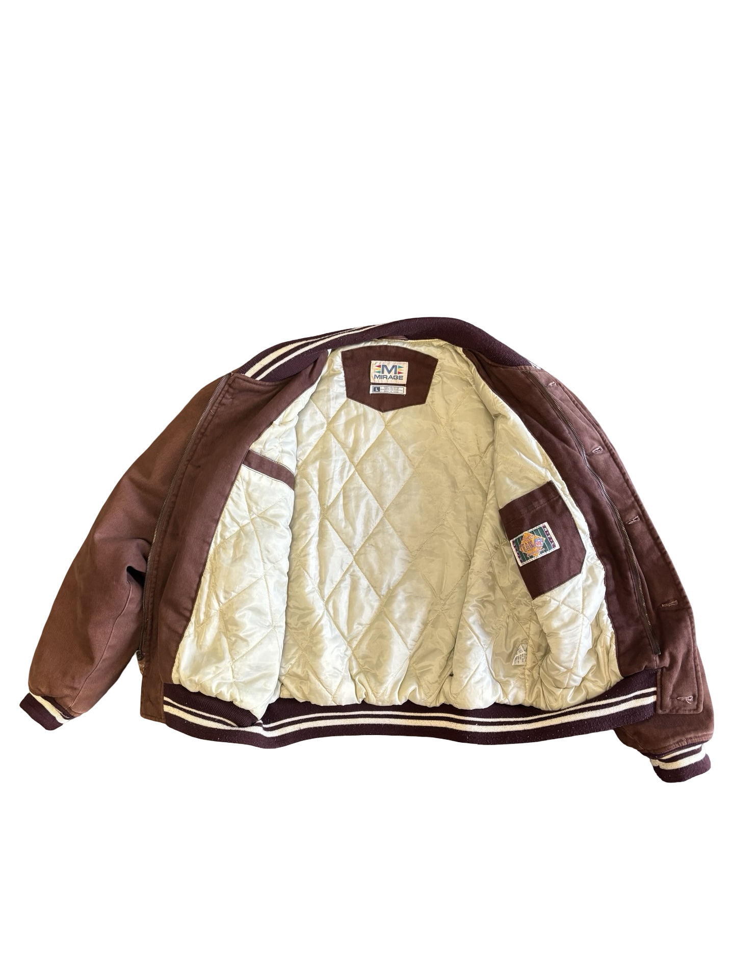 Rare Vintage 90's NFL Cleveland Browns Denim Embroidered Football Jacket Size L