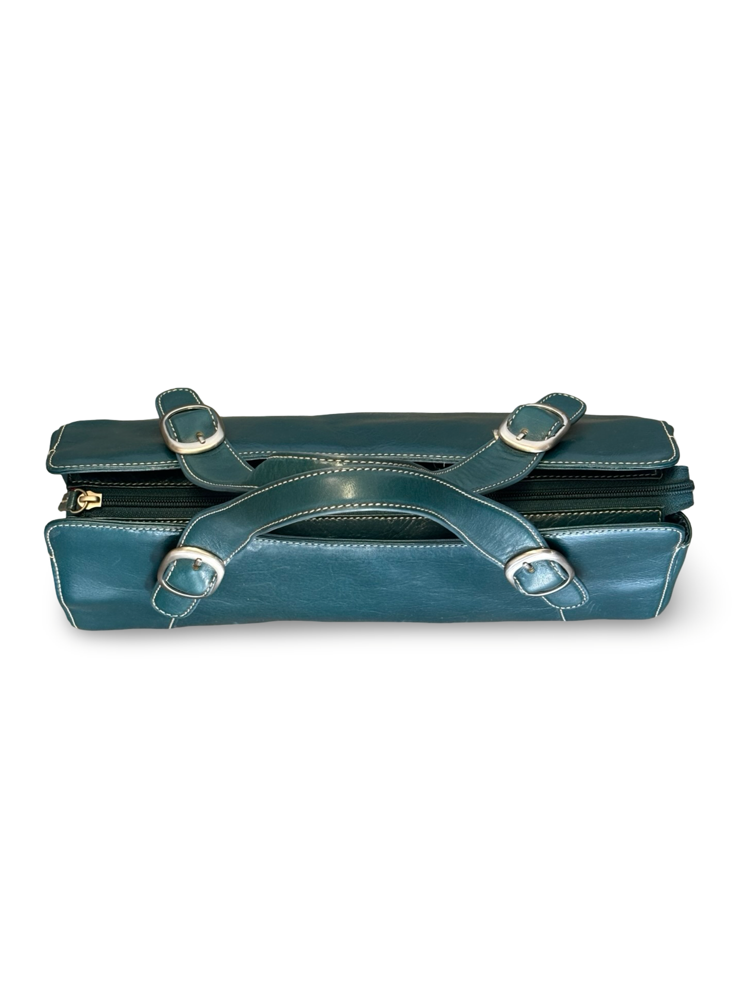 Vintage Y2K Nordstrom Dark Teal Leather Long Rectangular Purse