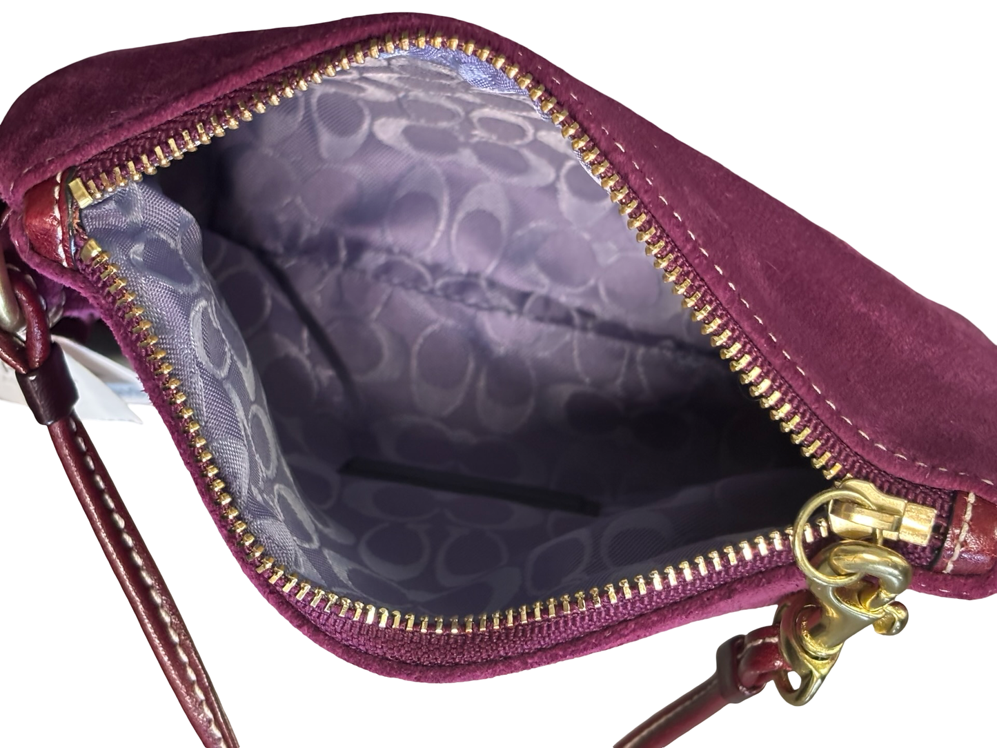 Vintage Y2K Coach Purple Suede Wristlet w/ Fringe Tassel NWT