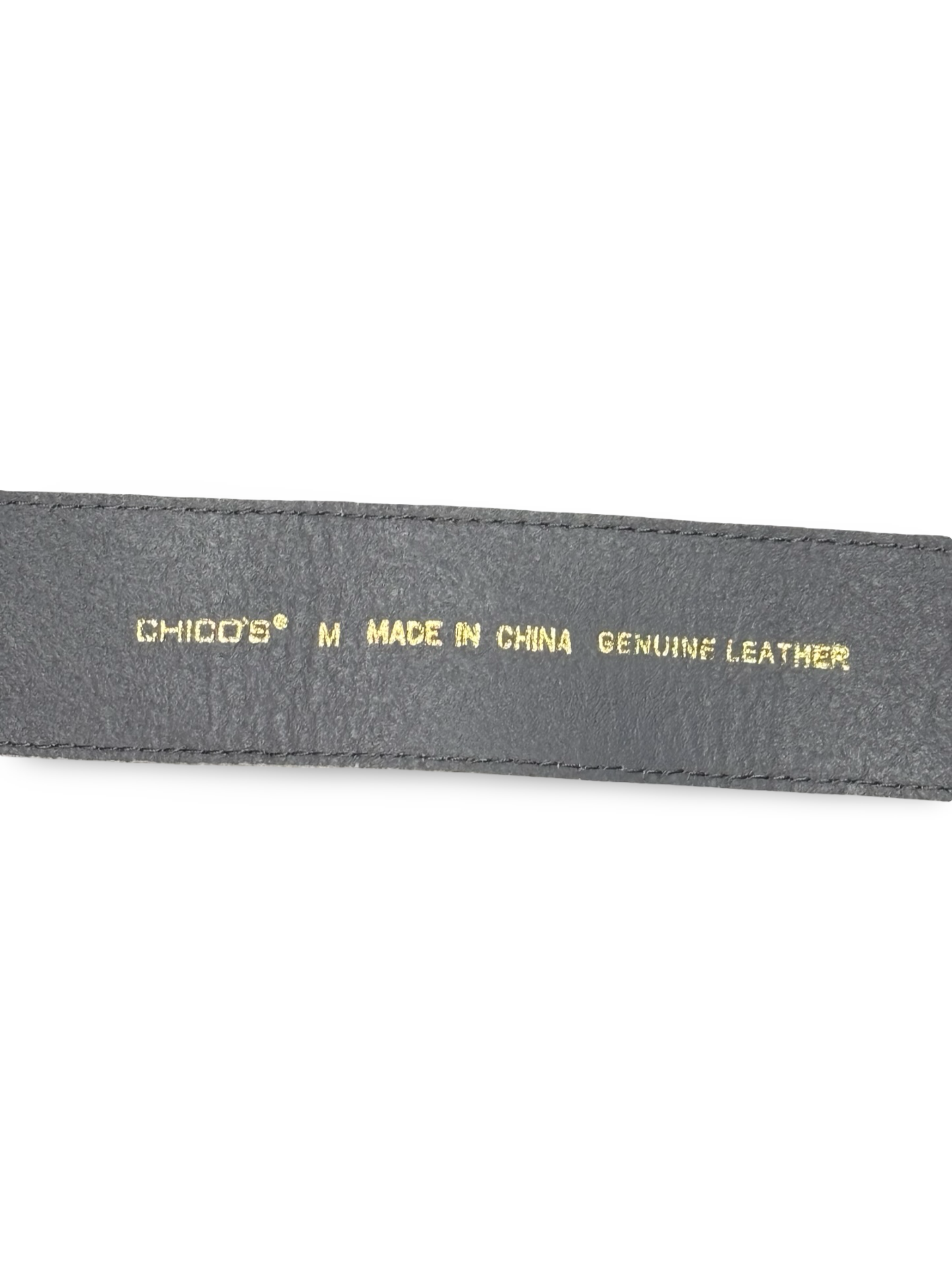 Vintage Chico’s Silver Leather Belt w/ Circular Metal Buckle & Abstract Plate Accents Size M