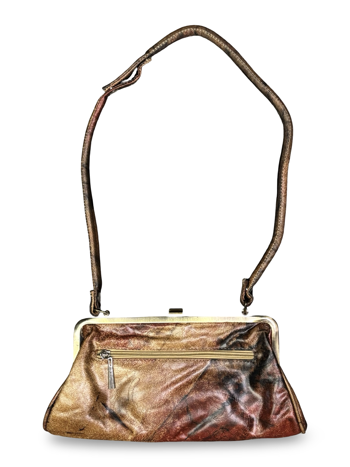 Vintage 80s JNS Brown Beaded & Sequined Floral Evening Bag Clutch Purse