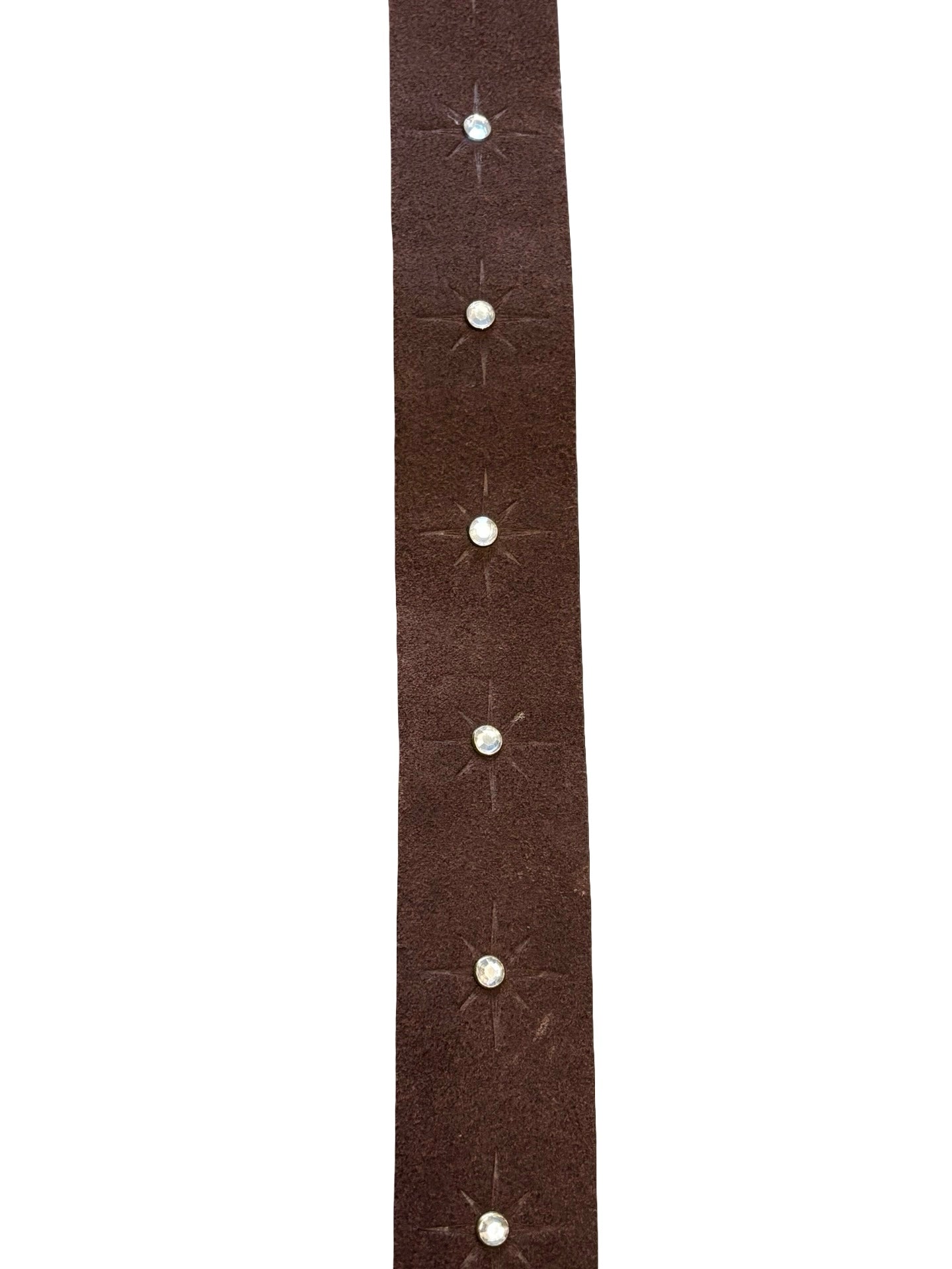 Vintage Y2K Baby Phat Rhinestone Studded Brown Suede Leather Belt Size L