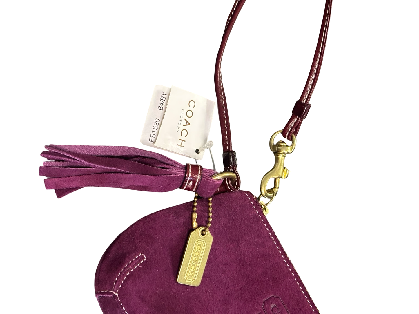 Vintage Y2K Coach Purple Suede Wristlet w/ Fringe Tassel NWT